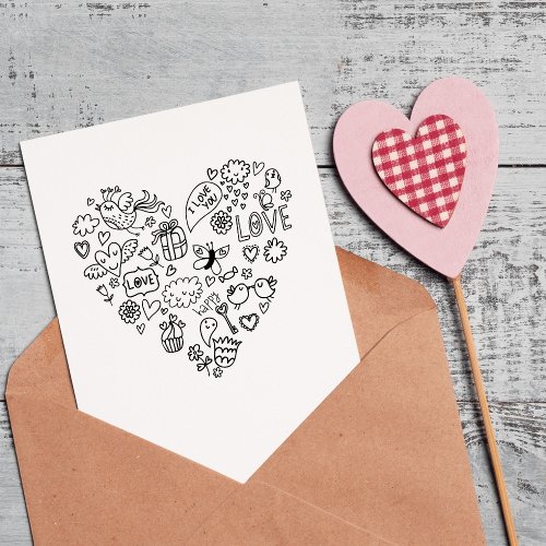 ️Heart Doodle Rubber Art Stamp