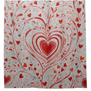 Heart Doodle Shower Curtain