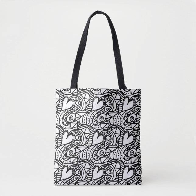 heart doodle tote bag (Front)