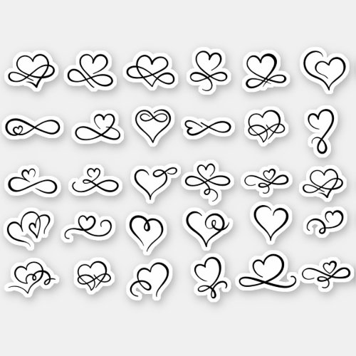 Heart Doodles Aesthetic Scrapbook Craft Stickers