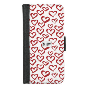 Heart Doodles custom monogram phone wallets