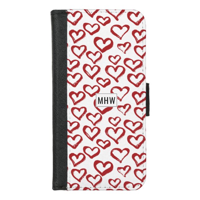 Heart Doodles custom monogram phone wallets (Front)