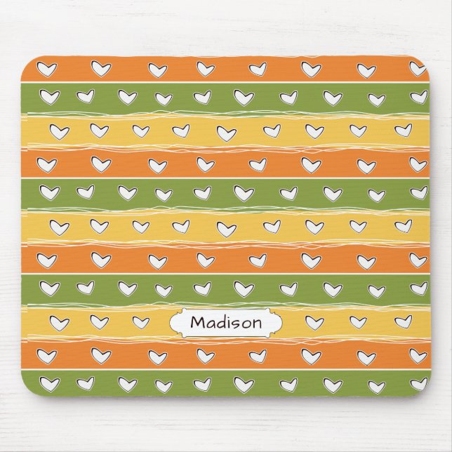 Heart Doodles custom name mousepad (Front)