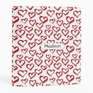 Heart Doodles Pattern custom name mini binder