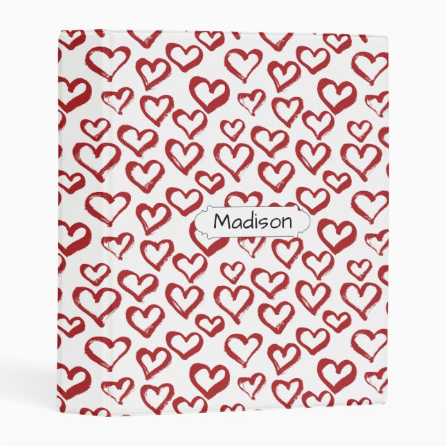 Heart Doodles Pattern custom name mini binder (Front/Spine)