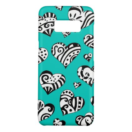 Heart Doodles Teal Ink Art Case-Mate Samsung Galaxy S8 Case
