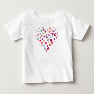 Heart Dots and Flowers Baby Fine Jersey T-Shirt
