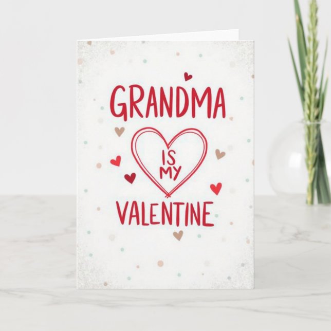Heart Dots Grandma Valentine Card (Front)