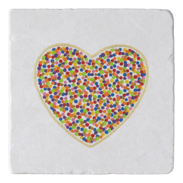 Heart Dots Marble Trivet (Front)