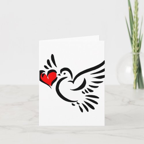 heart dove graphic love valentine holiday card