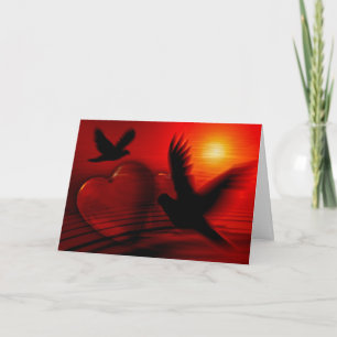 Heart, Doves and Sunset Holiday Card
