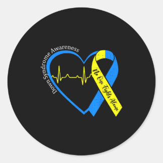 Heart down syndrome awareness trisomy 21 men women classic round sticker