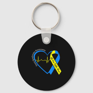 Heart down syndrome awareness trisomy 21 men women keychain