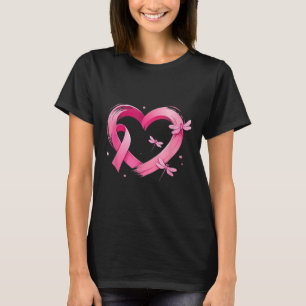Heart Dragonflies Breast Cancer Awareness Women Ki T-Shirt