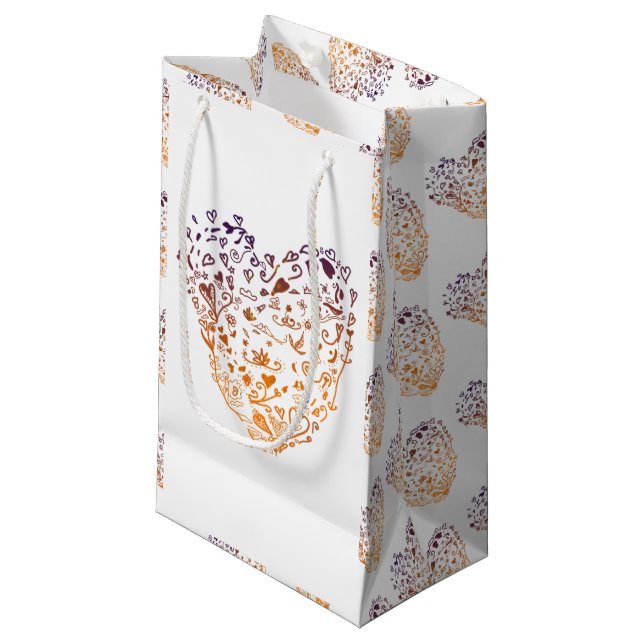 Heart  Drawing Custom Gift Bag - Small, Gloss (Front Angled)
