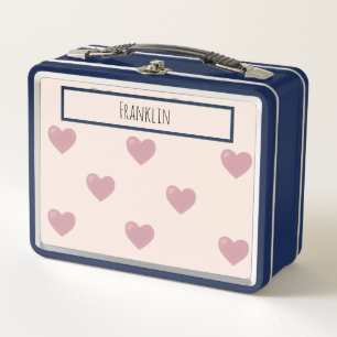 Heart Drawing I Custom Name Metal Lunch Box