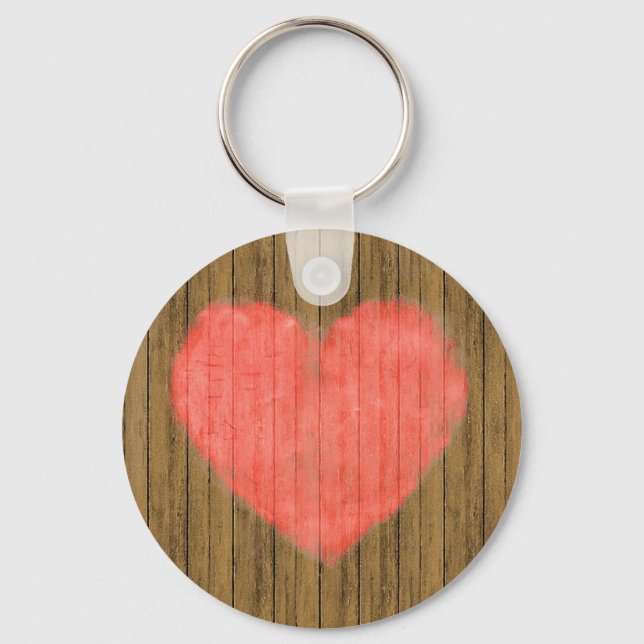 Heart Drawing in Wood Wall Keychain (Front)