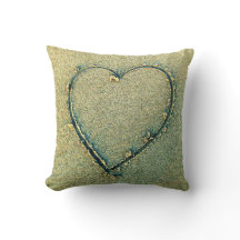 Heart Drawn in Sand Pillow