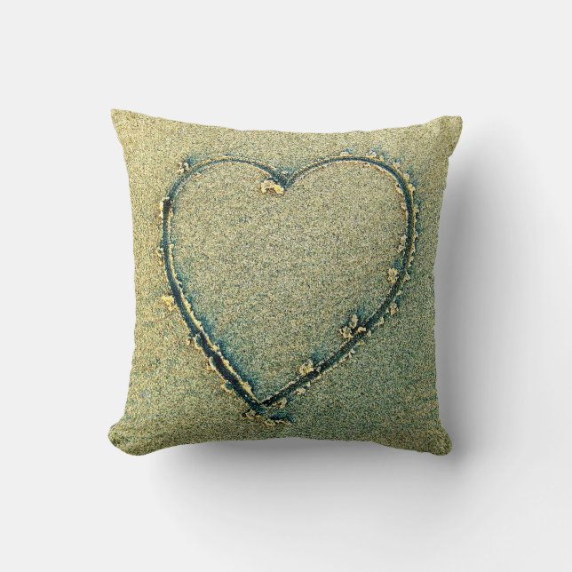 Heart Drawn in Sand Pillow (Front)