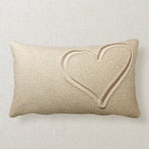 Heart Drawn In The Sand Lumbar Pillow