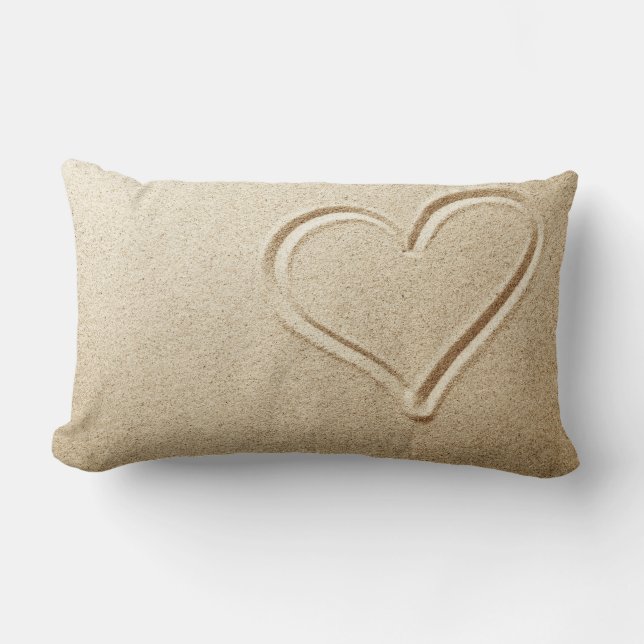 Heart Drawn In The Sand Lumbar Pillow (Front)