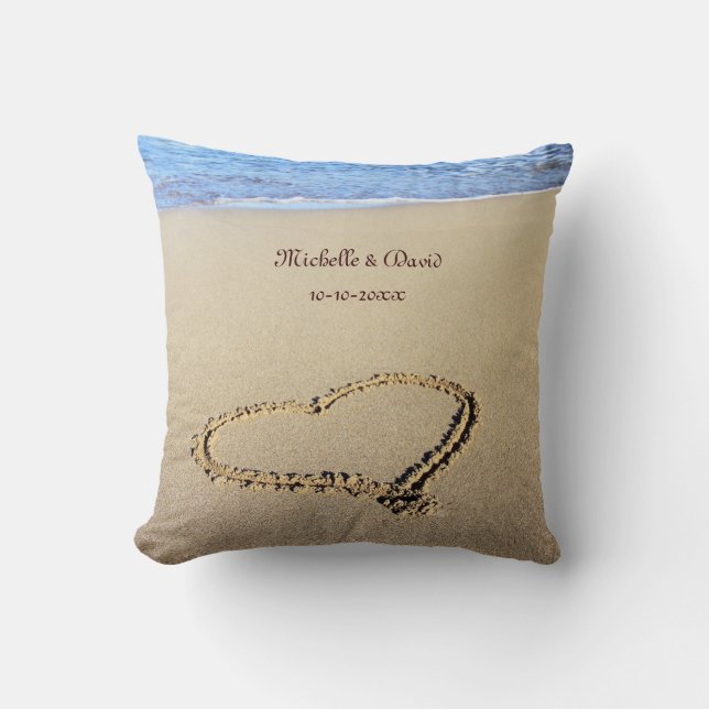 Heart Drawn in the Sand template Throw Pillow (Front)