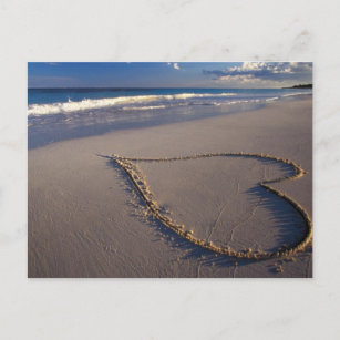 Heart Drawn on the Beach Postcard