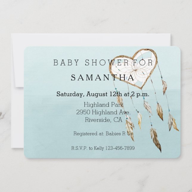 Heart Dream Catcher baby shower Invitation (Front)