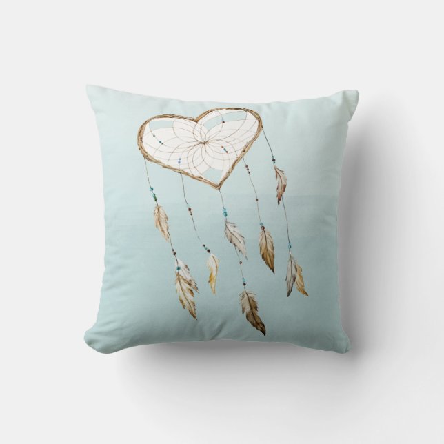 Heart Dream Catcher Throw Pillow (Front)