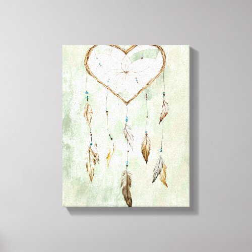 Heart Dream Catcher Watercolor Canvas Print