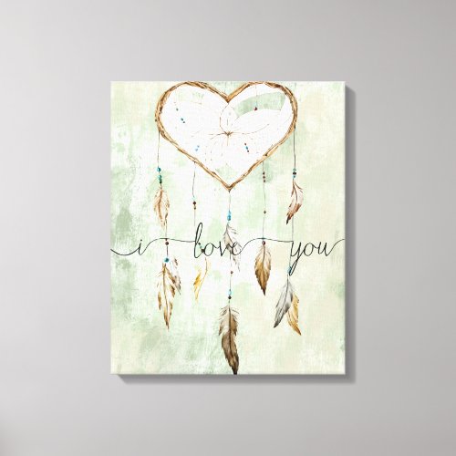 Heart Dream Catcher Watercolor Love Canvas Print