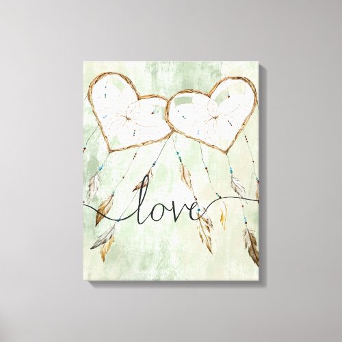 Heart Dream Catchers Watercolor Love Canvas Print