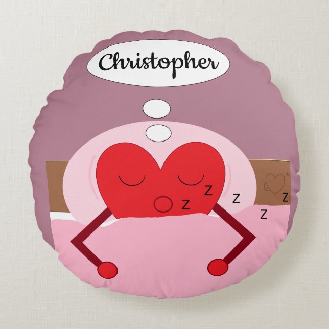 Heart Dreams Pink and Purple Round Pillow (Front)