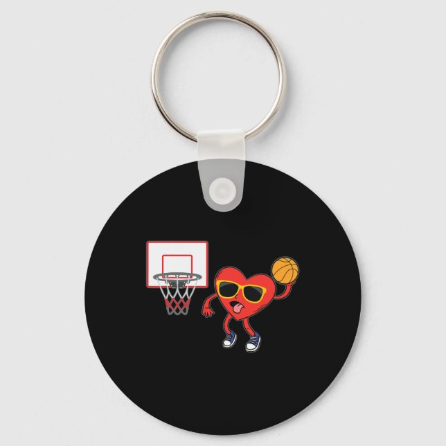 Heart Dunk Basketball Player Valentines Day Love S Keychain (Front)