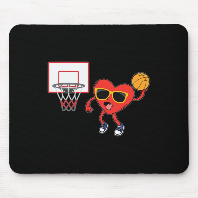 Heart Dunk Basketball Player Valentines Day Love S Mouse Pad (Front)