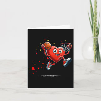 Heart Dunking Valentines Day Basketball Kids  Card