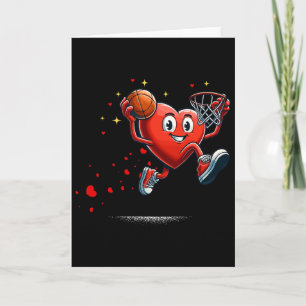 Heart Dunking Valentines Day Basketball Kids  Card