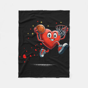 Heart Dunking Valentines Day Basketball Kids  Fleece Blanket