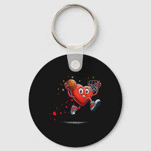 Heart Dunking Valentines Day Basketball Kids Keychain