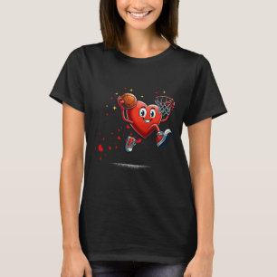 Heart Dunking Valentines Day Basketball Kids T-Shirt