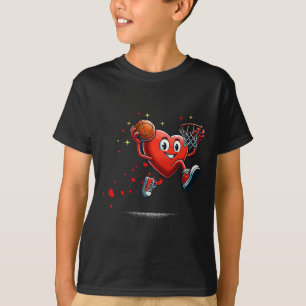 Heart Dunking Valentines Day Bysketll Kids T-Shirt