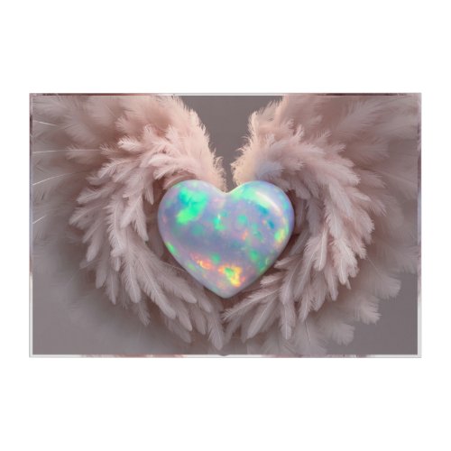   Heart Dusty Rose Angel Wings AP78 Opal Acrylic Print