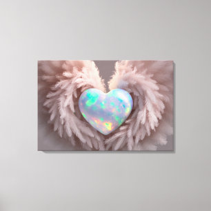 *~* Heart Dusty Rose Angel Wings AP78 Opal Canvas Print