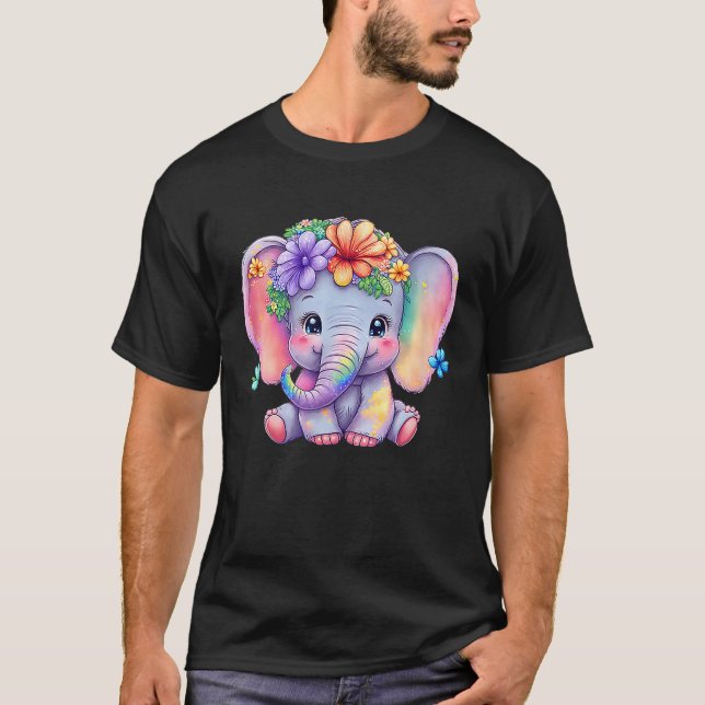 Heart Ears Baby Elephant Valentines Day Cute Anima T-Shirt (Front)