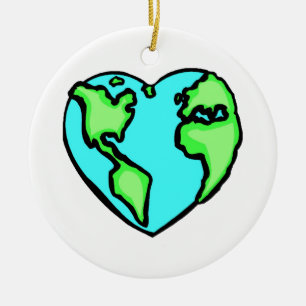 Heart Earth Ceramic Ornament