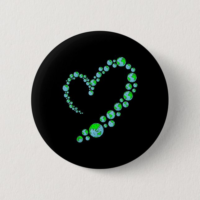 Heart Earth Day Cute Save The Planet Environmental Button (Front)