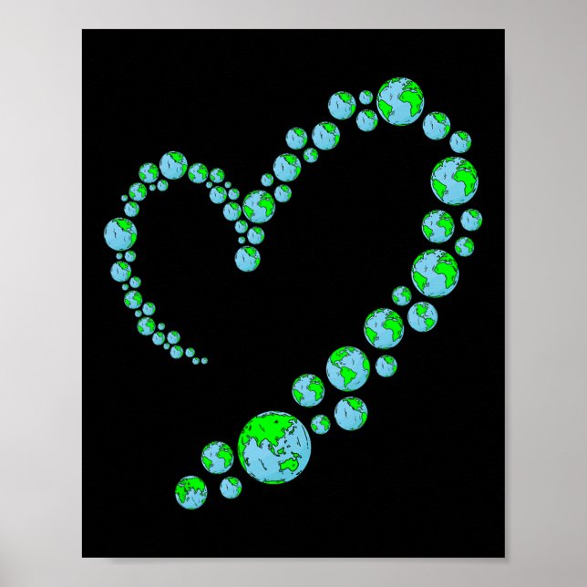 Heart Earth Day Cute Save The Planet Environmental Poster (Front)