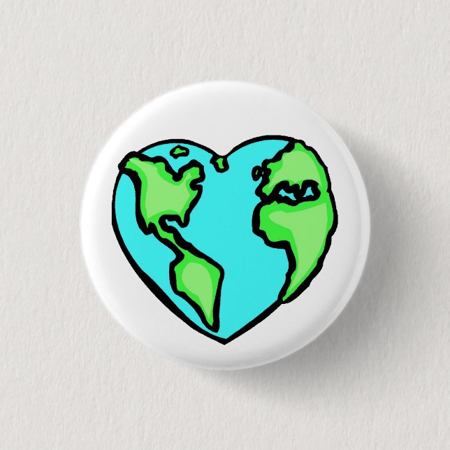 Heart Earth Pinback Button (Front)