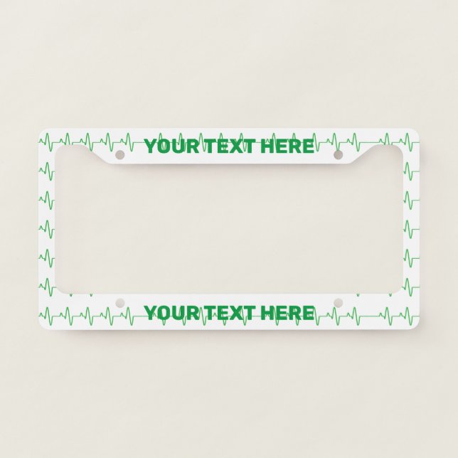 Heart ECG Medical Symbol Green  License Plate Frame (Front)