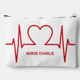 Heart EKG custom name & occupation Accessory Pouch